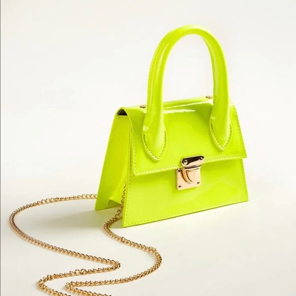 Handbags - Neon lime push lock satchel bag